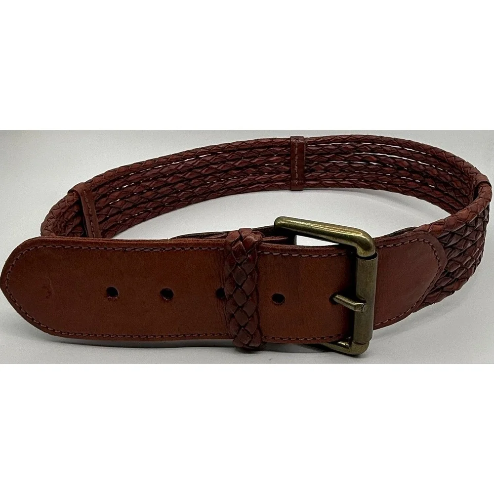 ✨VTG Ralph Lauren Braided Leather Belt✨ Boho Western Luxe Brown Size 30
